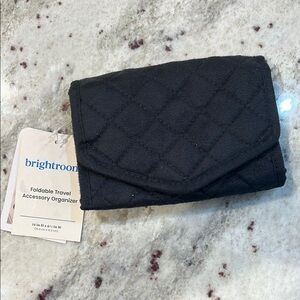 Elegant Blue Quilted Cosmetic Case with Waterproof Lining